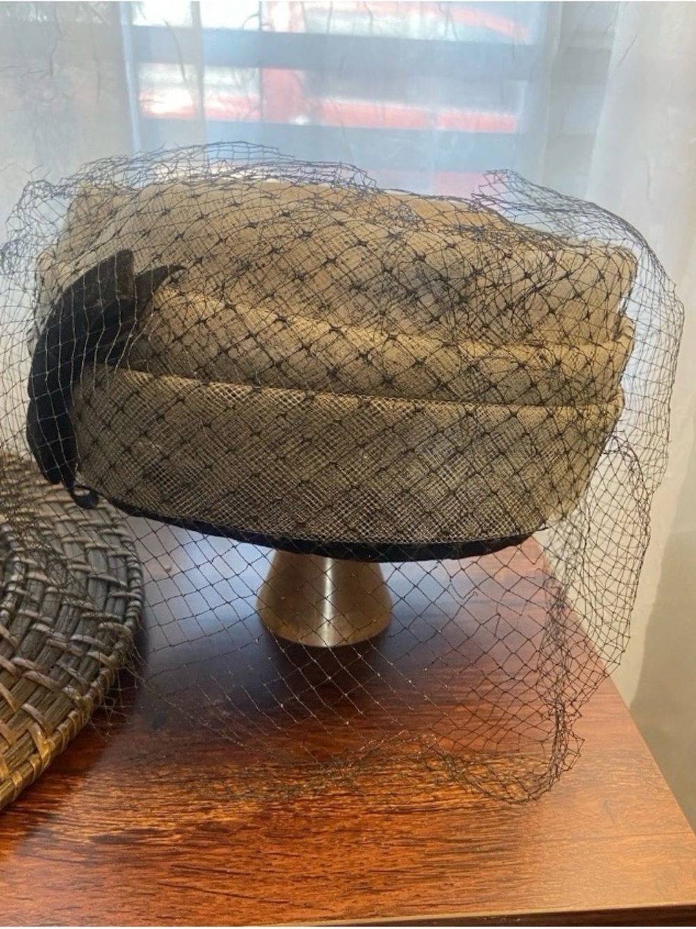 Vintage Classic Black Veiled Pillbox Hat - Unbranded